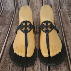 Sz 6 M Womens Tory Burch Mini Miller Jelly Navy Blue Thong Sandals VGUC!